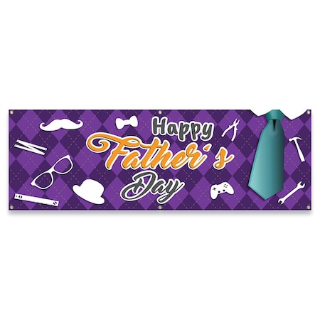 Signmission Happy Fathers Day Banner Concession Stand Food Truck Single Sided B-72-30084